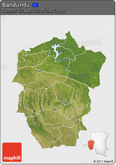 Satellite 3D Map of Bandundu, single color outside