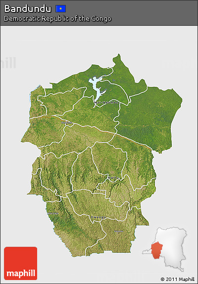 Satellite 3D Map of Bandundu, single color outside