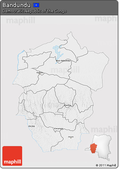 Silver Style 3D Map of Bandundu, single color outside