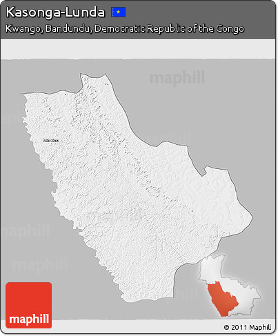 Gray 3D Map of Kasonga-Lunda, single color outside