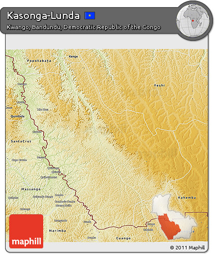 Physical 3D Map of Kasonga-Lunda