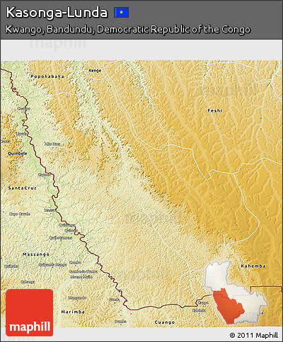 Physical 3D Map of Kasonga-Lunda