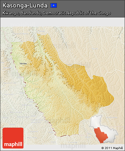 Physical 3D Map of Kasonga-Lunda, lighten