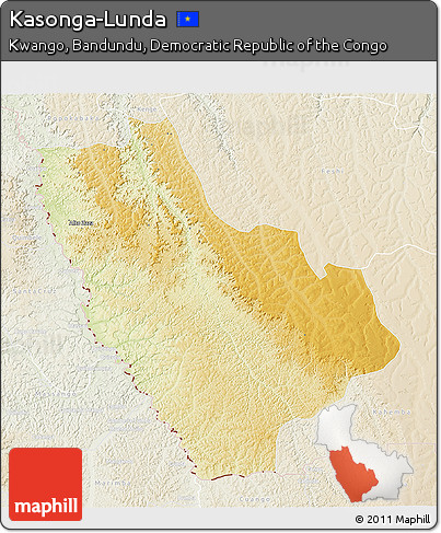 Physical 3D Map of Kasonga-Lunda, lighten