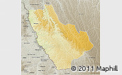 Physical 3D Map of Kasonga-Lunda, semi-desaturated