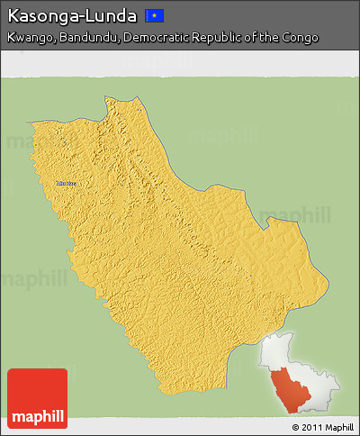 Savanna Style 3D Map of Kasonga-Lunda, single color outside