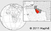 Blank Location Map of Kasonga-Lunda, highlighted country, highlighted parent region