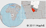 Gray Location Map of Kasonga-Lunda, highlighted parent region, highlighted grandparent region, hill shading