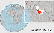 Gray Location Map of Kasonga-Lunda, highlighted parent region, hill shading
