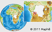 Physical Location Map of Kasonga-Lunda, highlighted country, highlighted parent region, within the entire country