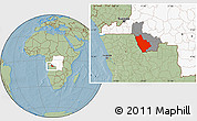 Savanna Style Location Map of Kasonga-Lunda, highlighted country, highlighted parent region, hill shading
