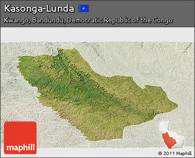 Satellite Panoramic Map of Kasonga-Lunda, lighten