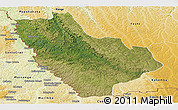 Satellite Panoramic Map of Kasonga-Lunda, physical outside