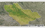 Satellite Panoramic Map of Kasonga-Lunda, semi-desaturated