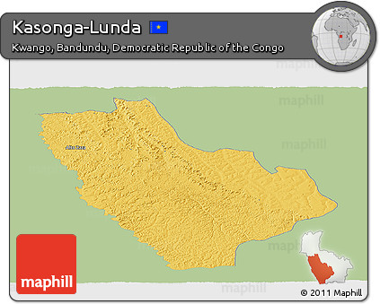 Savanna Style Panoramic Map of Kasonga-Lunda, single color outside