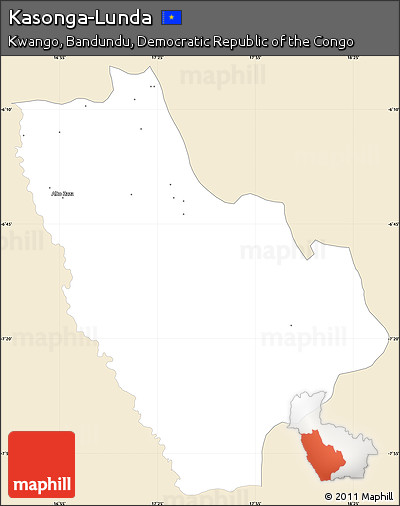 Classic Style Simple Map of Kasonga-Lunda, single color outside