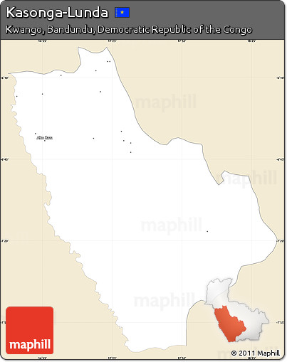 Classic Style Simple Map of Kasonga-Lunda, single color outside
