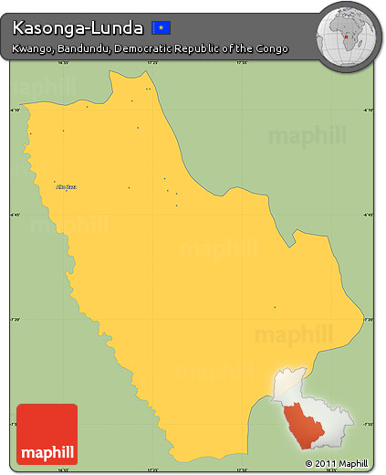 Savanna Style Simple Map of Kasonga-Lunda, single color outside