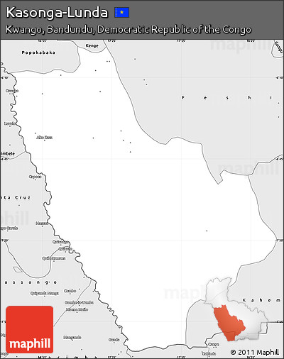 Silver Style Simple Map of Kasonga-Lunda