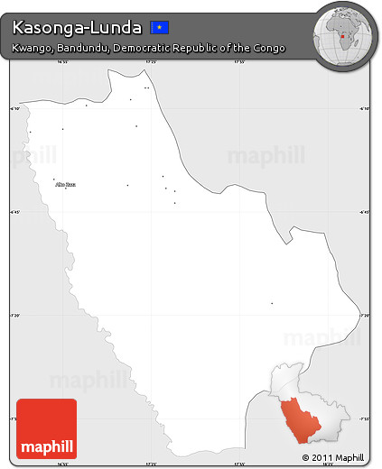 Silver Style Simple Map of Kasonga-Lunda, single color outside