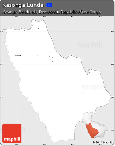 Silver Style Simple Map of Kasonga-Lunda, single color outside