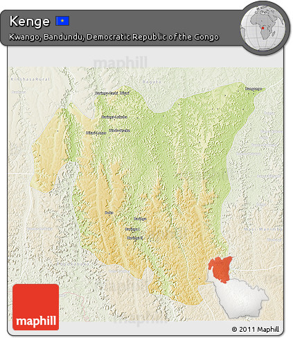 Physical 3D Map of Kenge, lighten