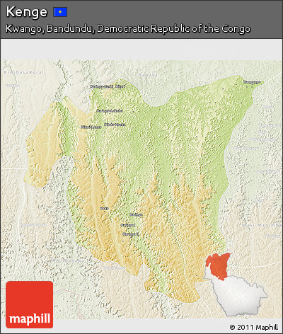 Physical 3D Map of Kenge, lighten