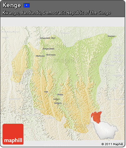 Physical 3D Map of Kenge, lighten