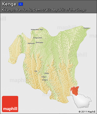 Physical 3D Map of Kenge, single color outside