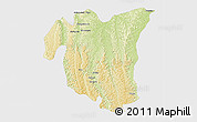 Physical 3D Map of Kenge, single color outside