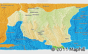 Physical Panoramic Map of Kenge, political outside