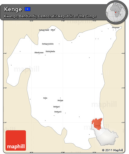 Classic Style Simple Map of Kenge, single color outside