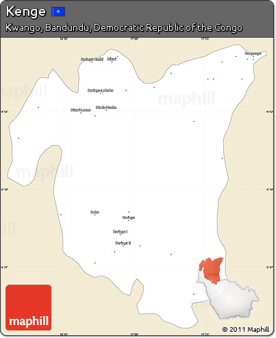 Classic Style Simple Map of Kenge, single color outside