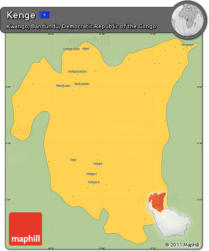 Savanna Style Simple Map of Kenge, single color outside
