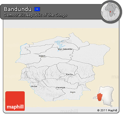 Classic Style Panoramic Map of Bandundu, single color outside