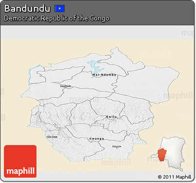 Classic Style Panoramic Map of Bandundu, single color outside