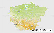 Physical Panoramic Map of Bandundu, single color outside