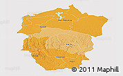 Political Shades Panoramic Map of Bandundu, cropped outside