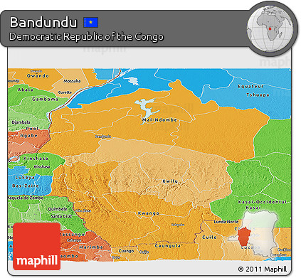 Political Shades Panoramic Map of Bandundu