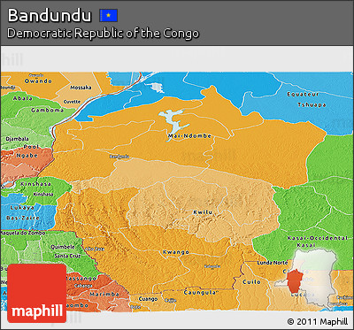 Political Shades Panoramic Map of Bandundu