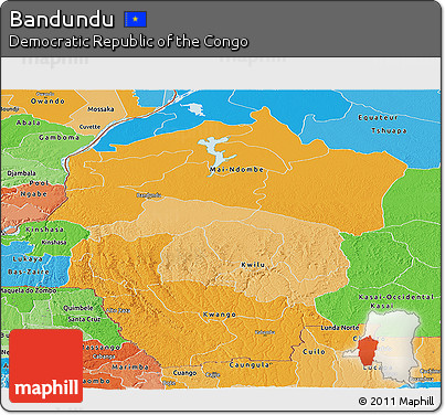 Political Shades Panoramic Map of Bandundu