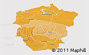 Political Shades Panoramic Map of Bandundu, single color outside