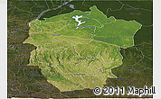 Satellite Panoramic Map of Bandundu, darken