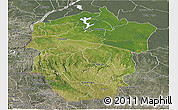 Satellite Panoramic Map of Bandundu, semi-desaturated