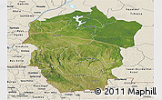 Satellite Panoramic Map of Bandundu, shaded relief outside