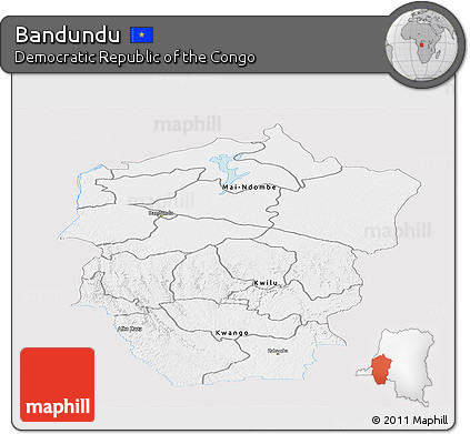 Silver Style Panoramic Map of Bandundu, single color outside