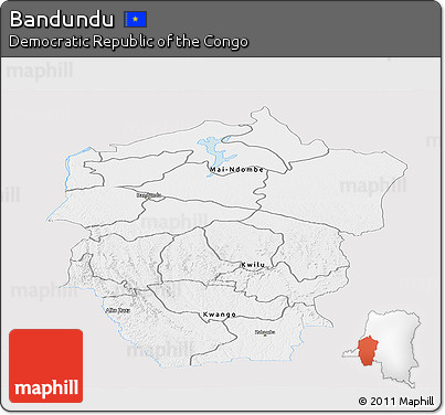 Silver Style Panoramic Map of Bandundu, single color outside