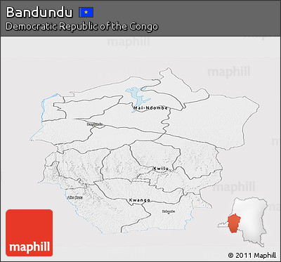 Silver Style Panoramic Map of Bandundu, single color outside