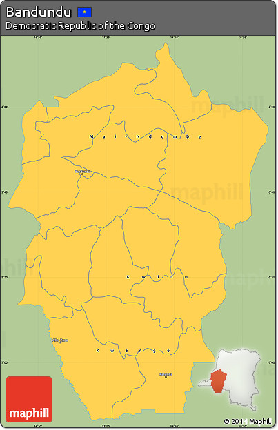 Savanna Style Simple Map of Bandundu, single color outside