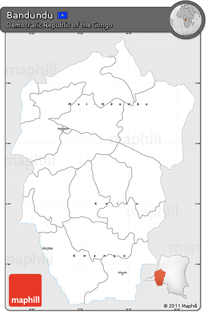 Silver Style Simple Map of Bandundu, single color outside